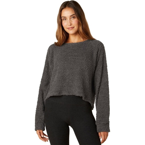 Beyond Yoga Sweater Women’s Medium All The Feels Cropped Raglan Pullover Fuzzy - Picture 1 of 7